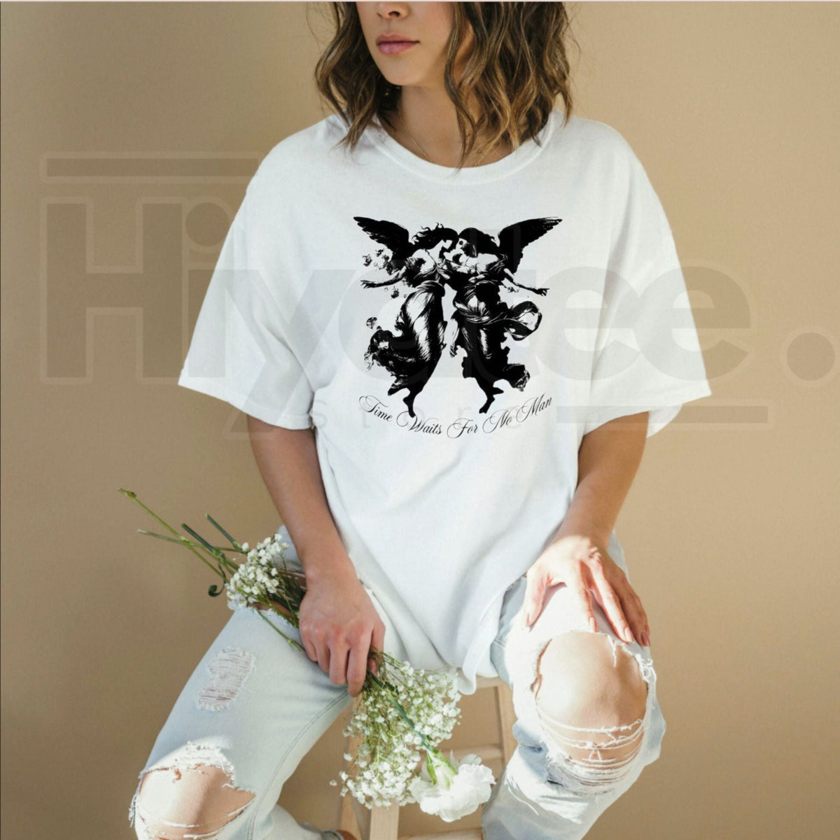 Time Waits For No Man T-Shirt – Vintage Dark Angel Goth Tee