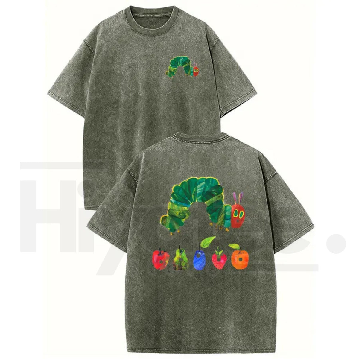 Holafish "The Very Hungry Caterpillar" Vintage Washed T-Shirt – Double-Sided Heavyweight Graphic Tee