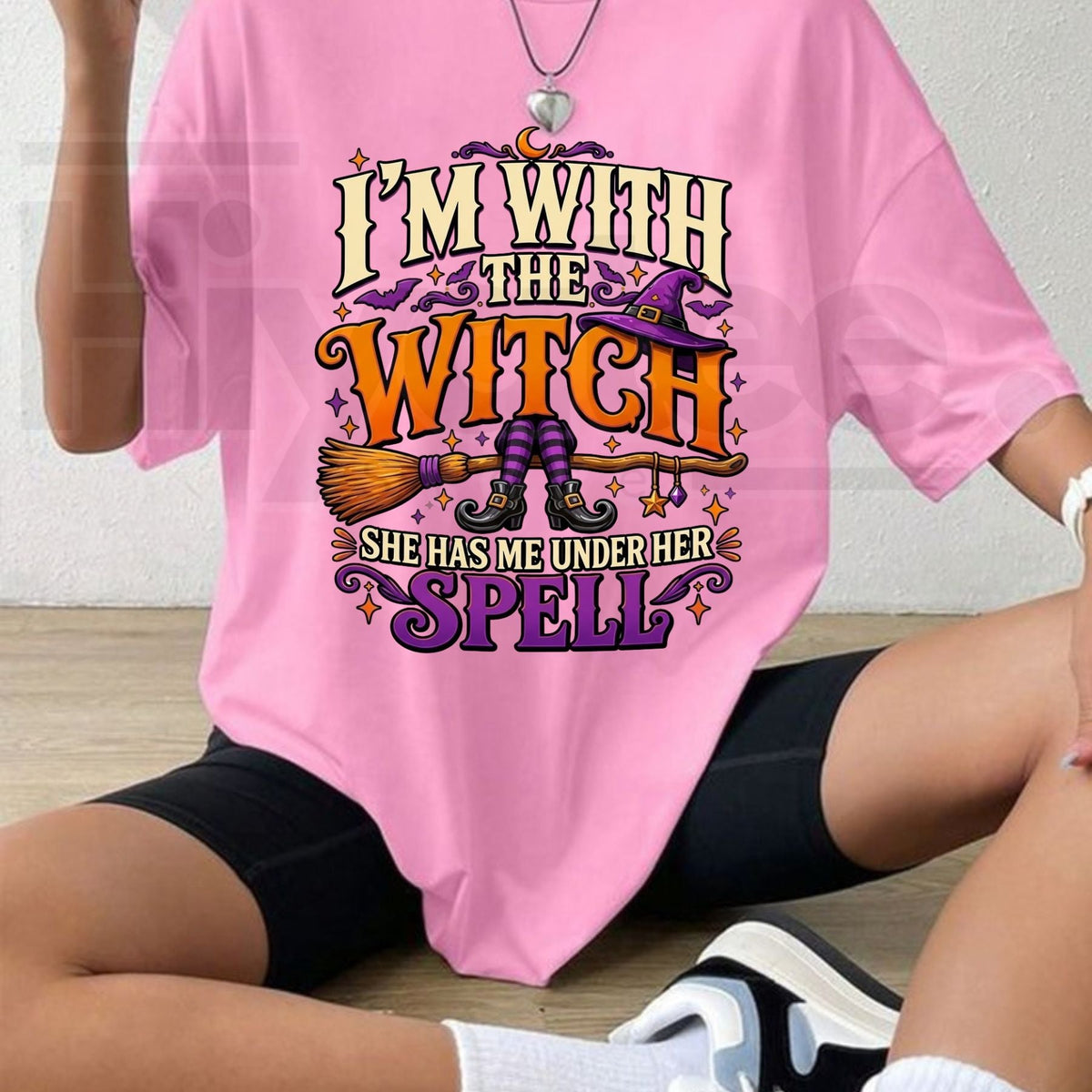 I'm With The Witch T-Shirt – Funny Broom Graphic Halloween Tee
