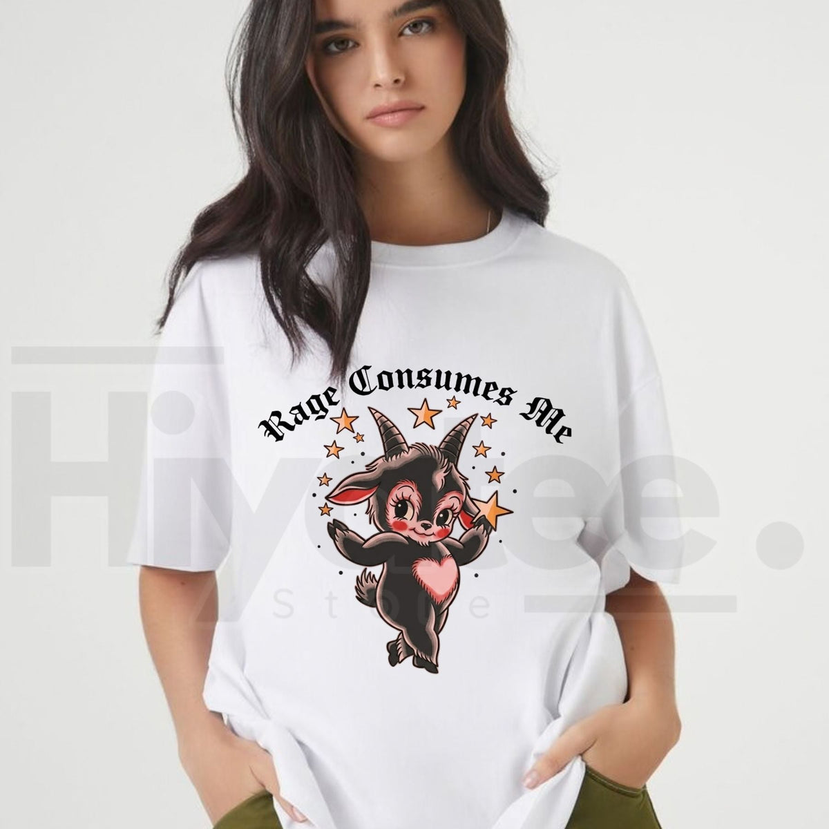 Rage Consumes Me Cute Goat T-Shirt – Traditional Tattoo Graphic Tee