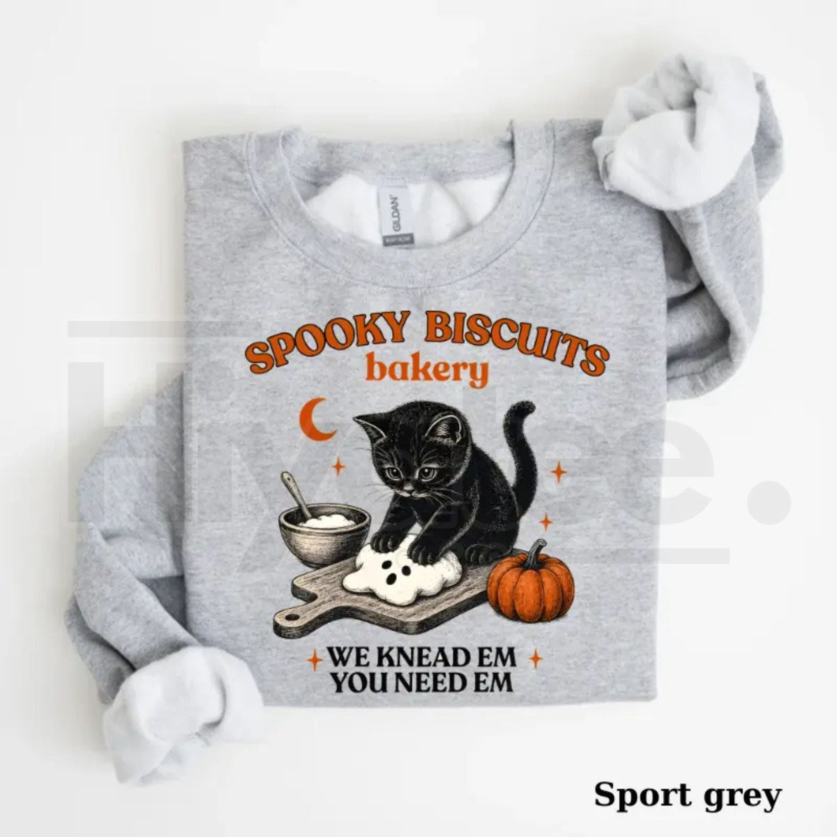 Kitty Biscuits Sweatshirt: Vintage Spooky Season Black Cat Halloween Crewneck