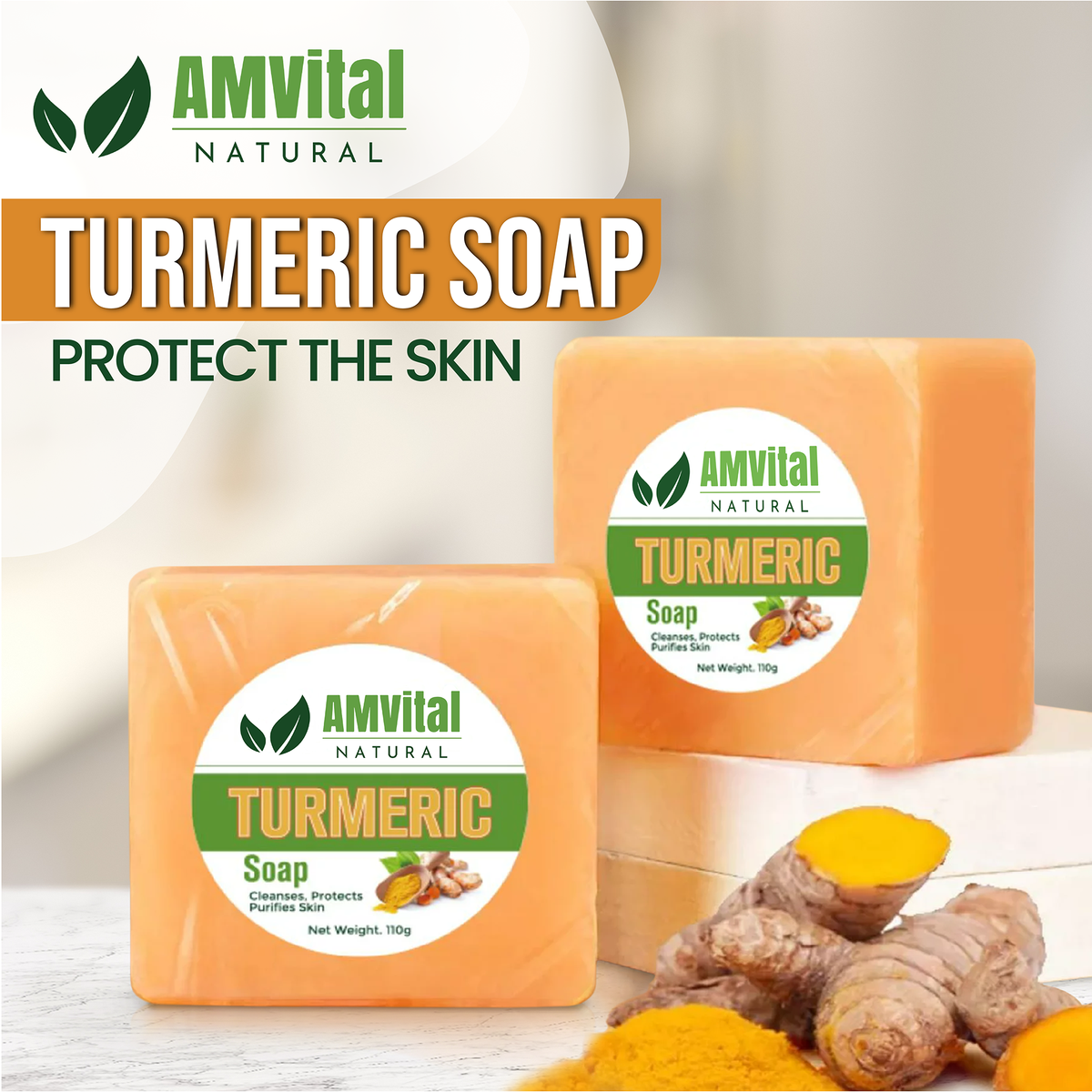 Turmeric Soap Bar for Glowing Skin (4-Pack)