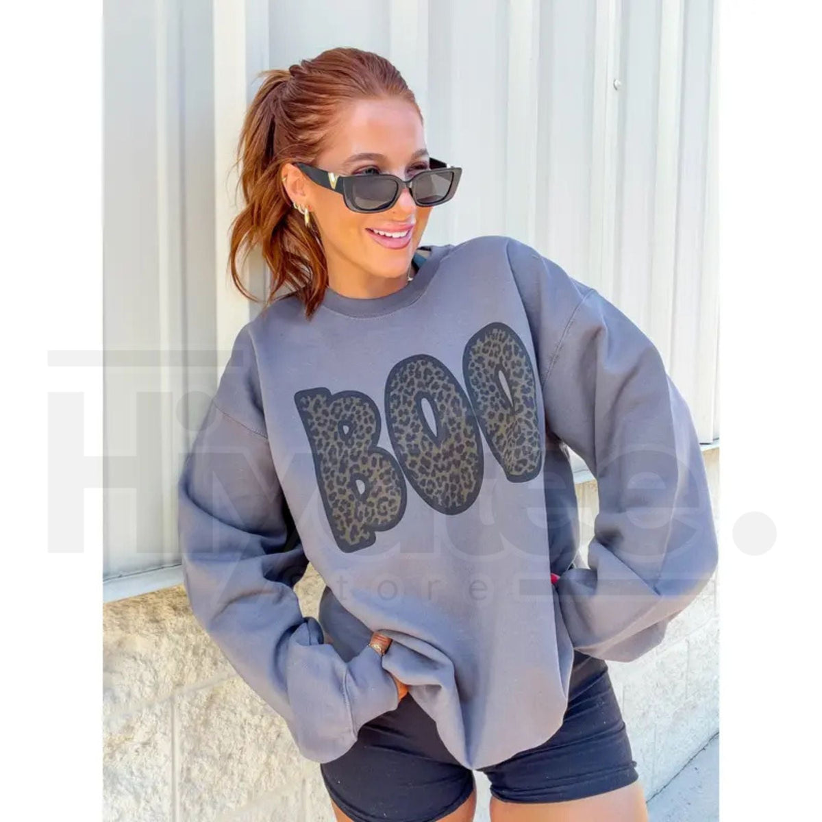 Cheetah Boo Sweatshirt – Cute Leopard Print Ghost Halloween Graphic Crewneck, Cozy Fall Sand Pullover
