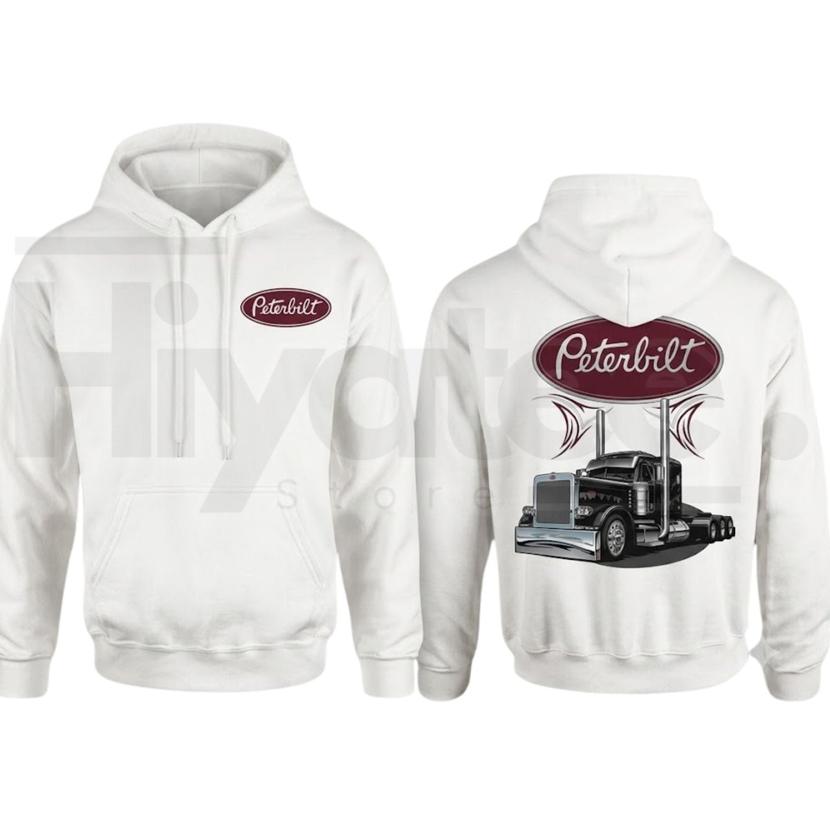 Semi-Truck Graphic Hoodie – Classic Black Long Sleeve Pullover Hooded Sweatshirt