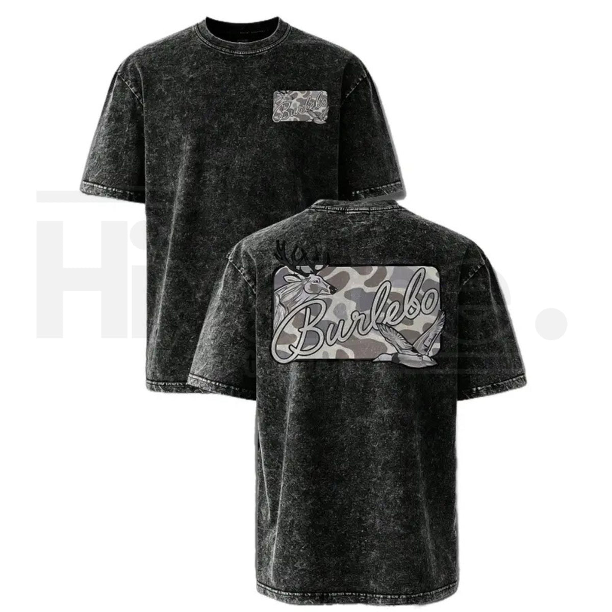 Deer & Mallard Duck Camo Vintage Washed T-Shirt – Oversized Hunting Graphic Tee