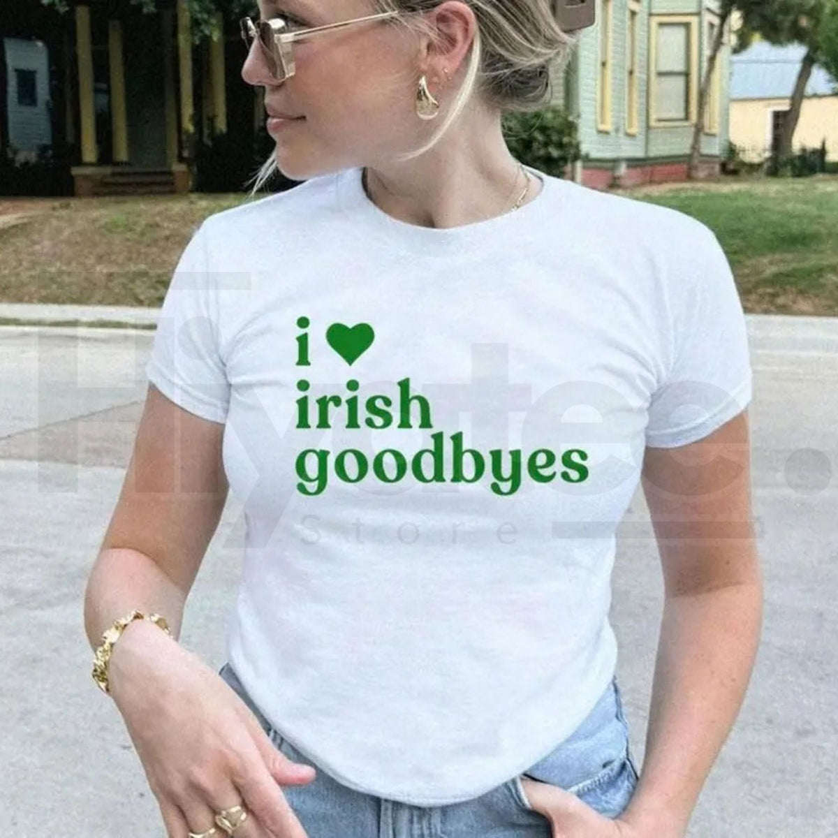 "Irish Goodbye" St. Patrick's Day Baby Tee – Funny St. Paddy's BORG Drinking Shirt