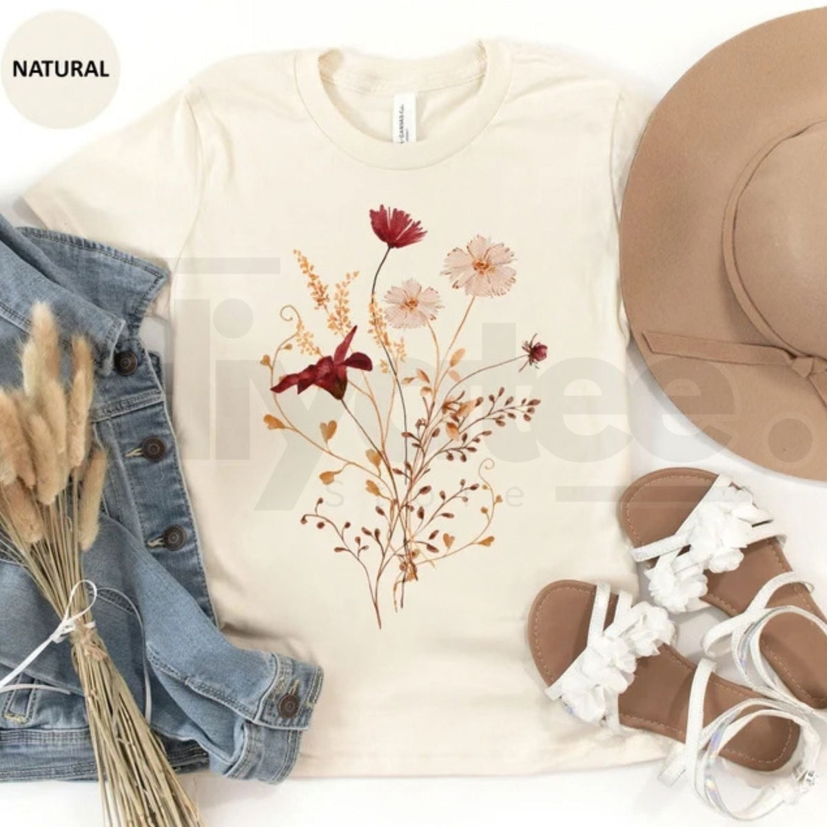Fall Wildflower Watercolor T-Shirt – Autumn Floral Gift for Her