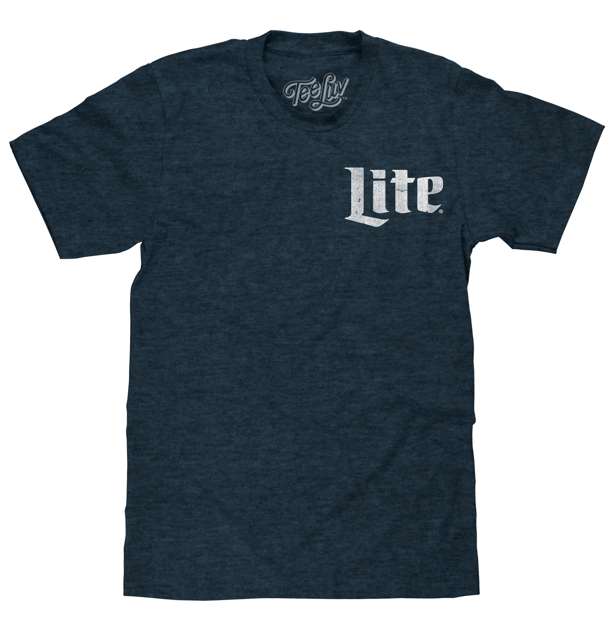 Miller Lite Beer Logo Front and Back Print T-Shirt - Denim Black Heather