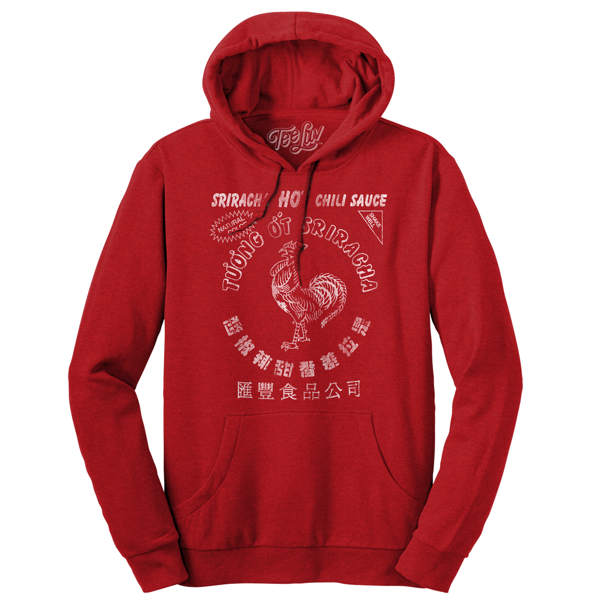Sriracha Hot Chili Sauce Rooster Logo Hooded Sweatshirt - Red