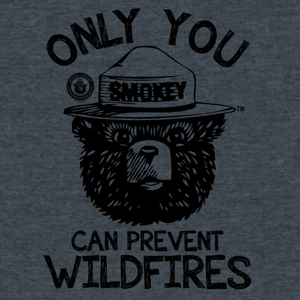 Smokey Bear Only You Can Prevent Wildfires T-Shirt - Indigo