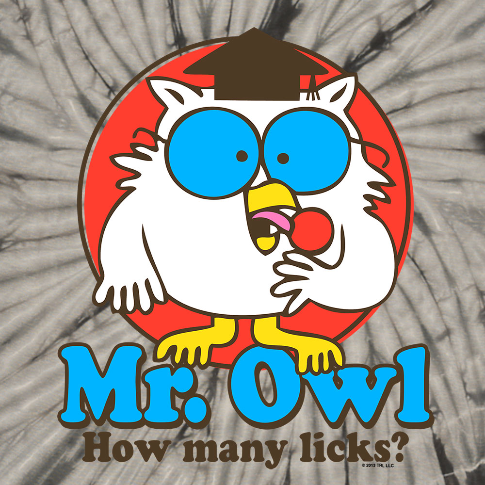 Tootsie Pop Mr. Owl How Many Licks Tie Dye T-Shirt - Black Tie Dye