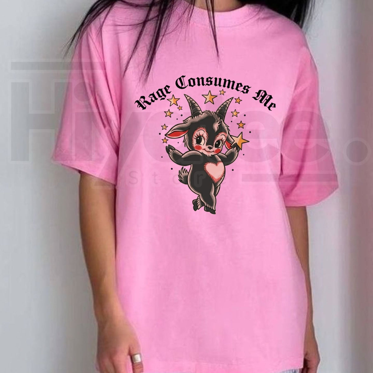 Rage Consumes Me Cute Goat T-Shirt – Traditional Tattoo Graphic Tee