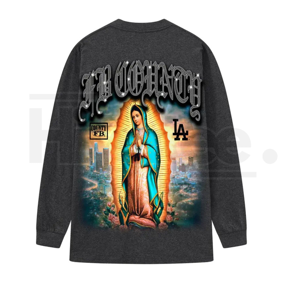 FB County Graphic Long Sleeve T-Shirt – Classic Streetwear Style, Heavyweight Long Sleeve Tee