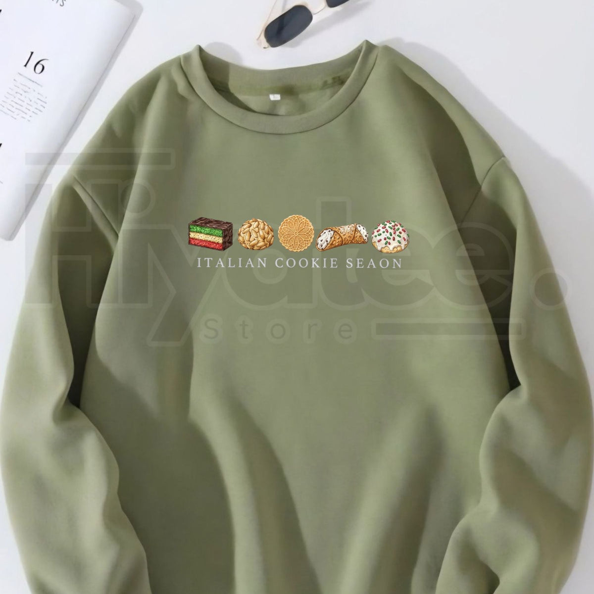 Italian Cookie Christmas Sweatshirt, Retro Holiday Bakery Graphic Pullover