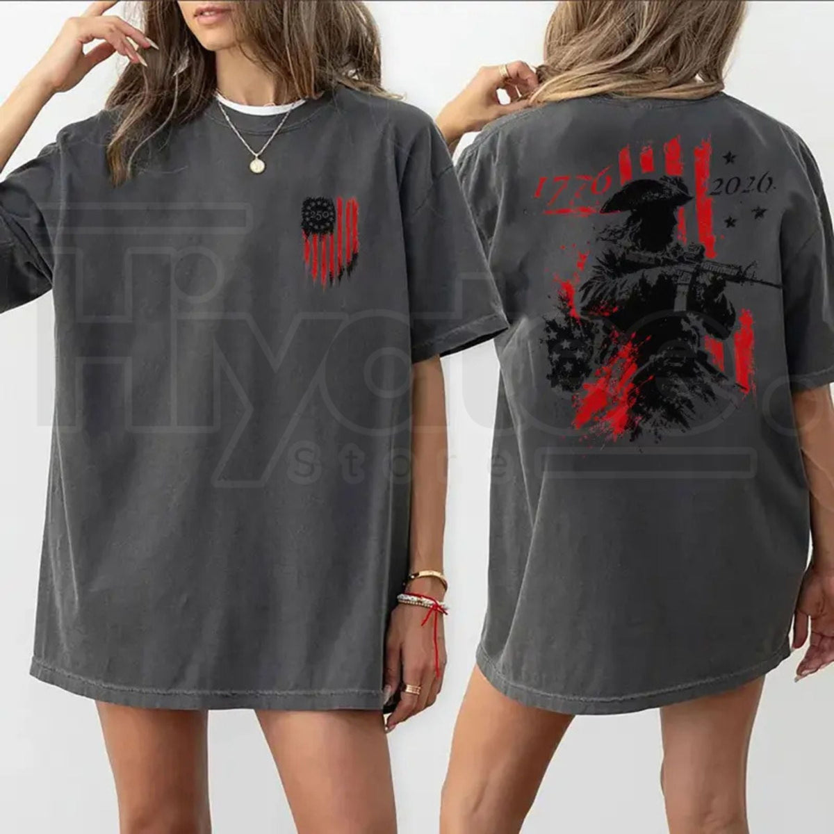 250th Anniversary Distressed American Flag 2-Sided T-Shirt – 1776-2026 Revolutionary Soldier Graphic Tee