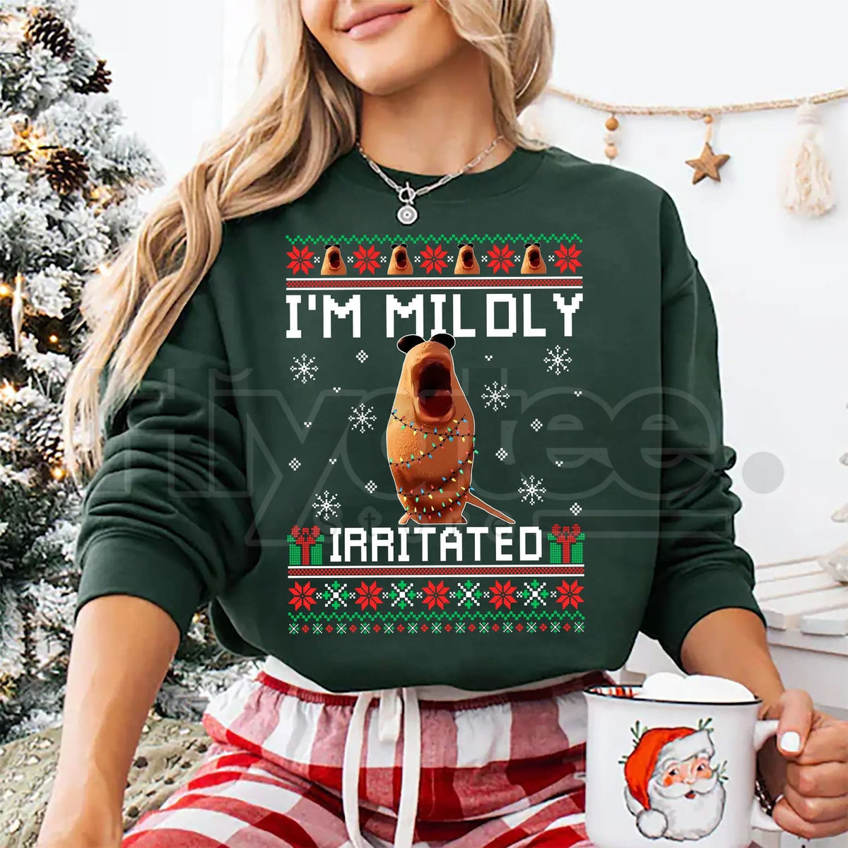 Mildly Irritated Sweatshirt: Funny Meme Ugly Christmas Sweater
