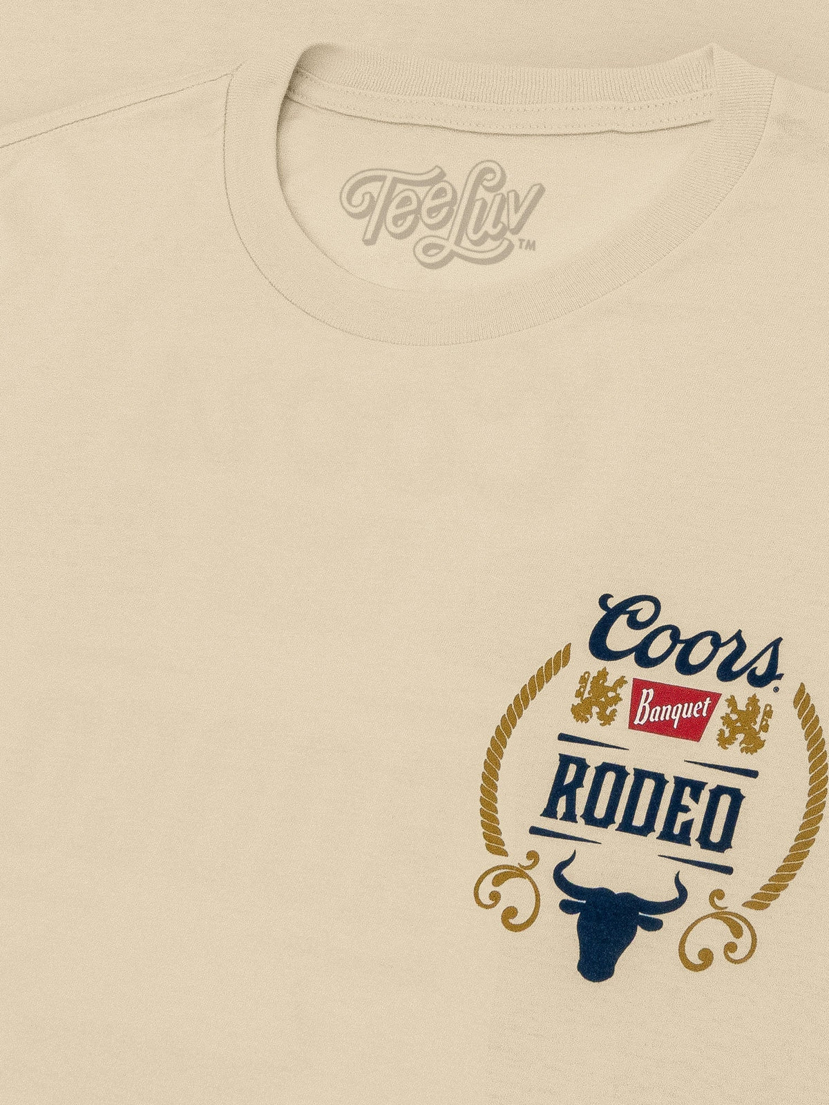 Coors Banquet Rodeo Bull Beer Front and Back T-Shirt - Cream