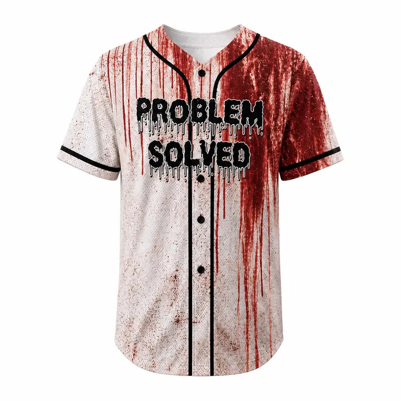 Unisex Horror Theme Graphic Baseball Jersey – Bloody Short-Sleeve Halloween Shirt