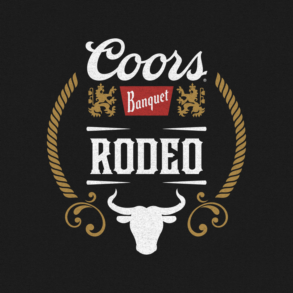 Coors Banquet Beer Rodeo Bull Double Sided Long Sleeve T-Shirt - Black
