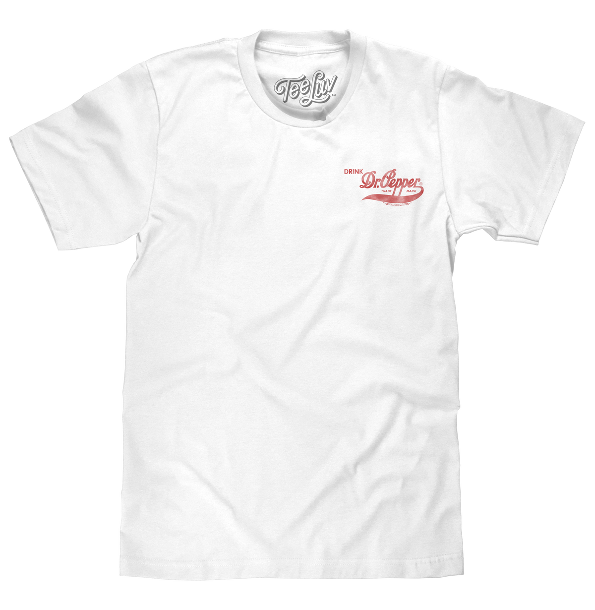 Faded Drink Dr Pepper Vintage Logo Front and Back Print T-Shirt - White