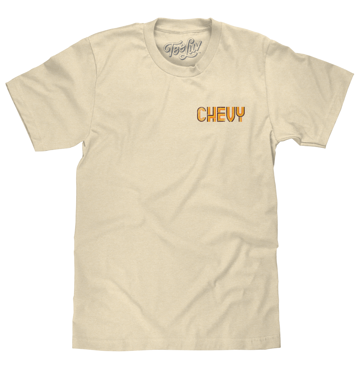 Chevy Chevelle Chevrolet Left Chest Front and Back Print Classic Car T-Shirt - Cream