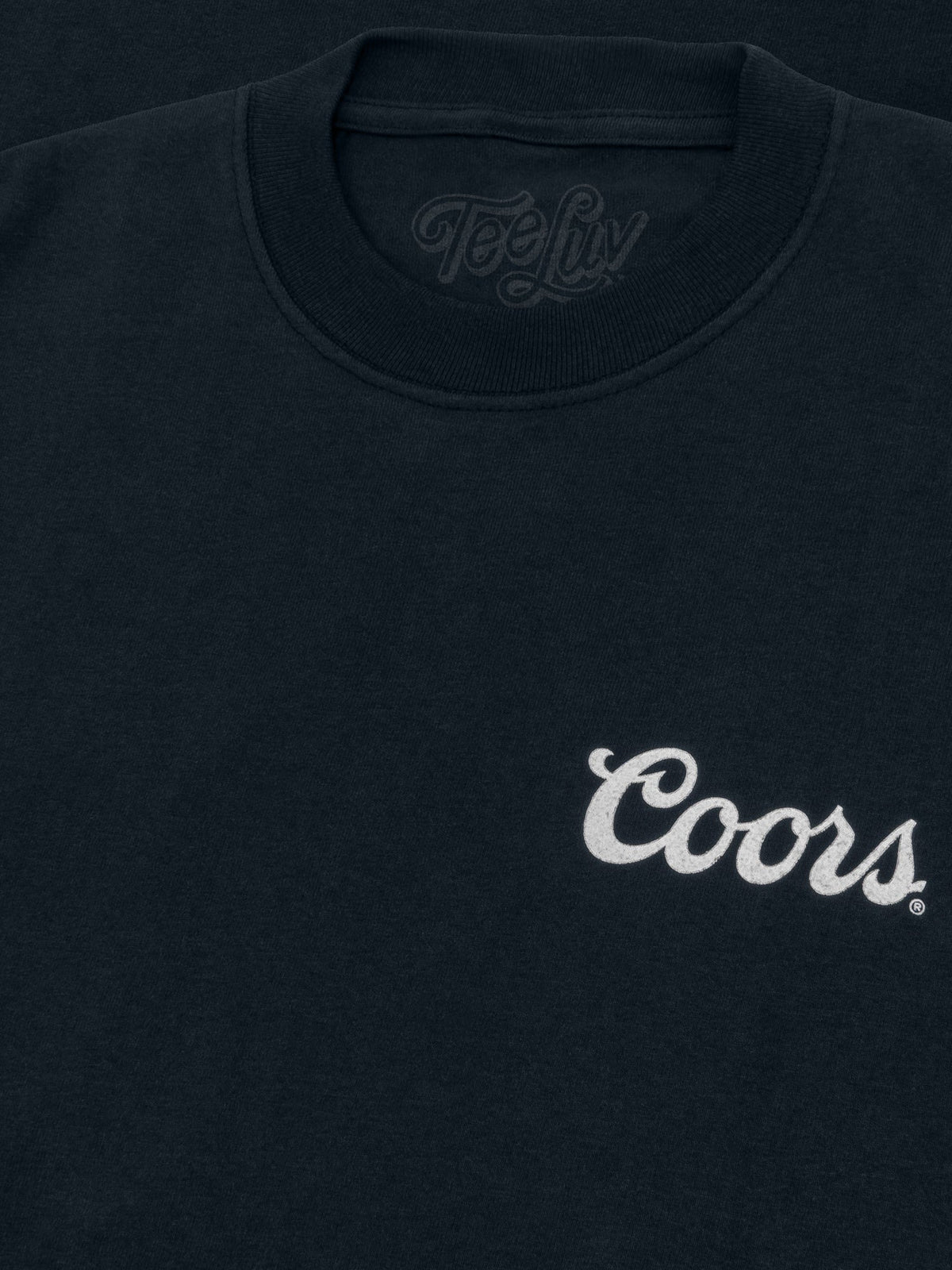 Coors Banquet Bull Skull Double Sided Heavyweight T-Shirt - Navy Blue