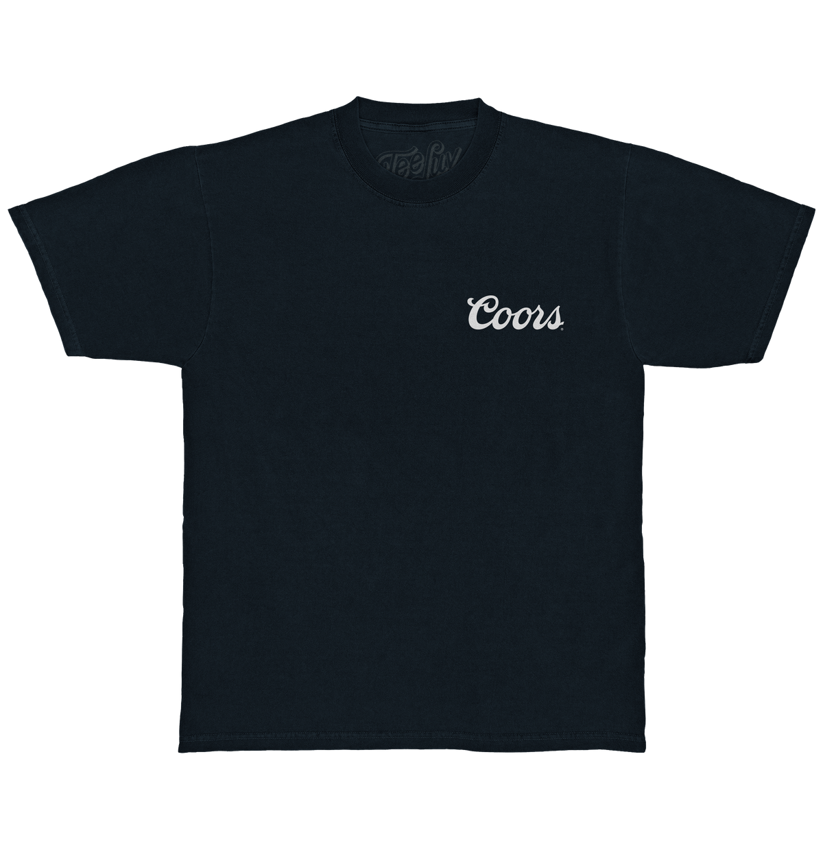 Coors Banquet Bull Skull Double Sided Heavyweight T-Shirt - Navy Blue