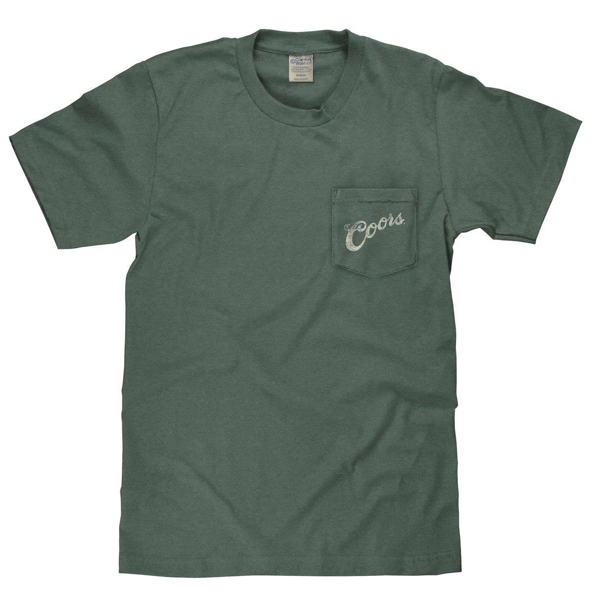 Coors Banquet Beer Rodeo Horse Front Pocket Tee T-Shirt - Cypress Green
