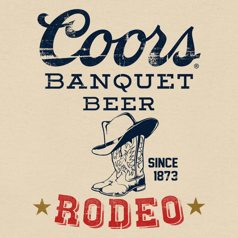 Coors Banquet Beer Rodeo Cowboy Boots and Hat T-Shirt - Cream