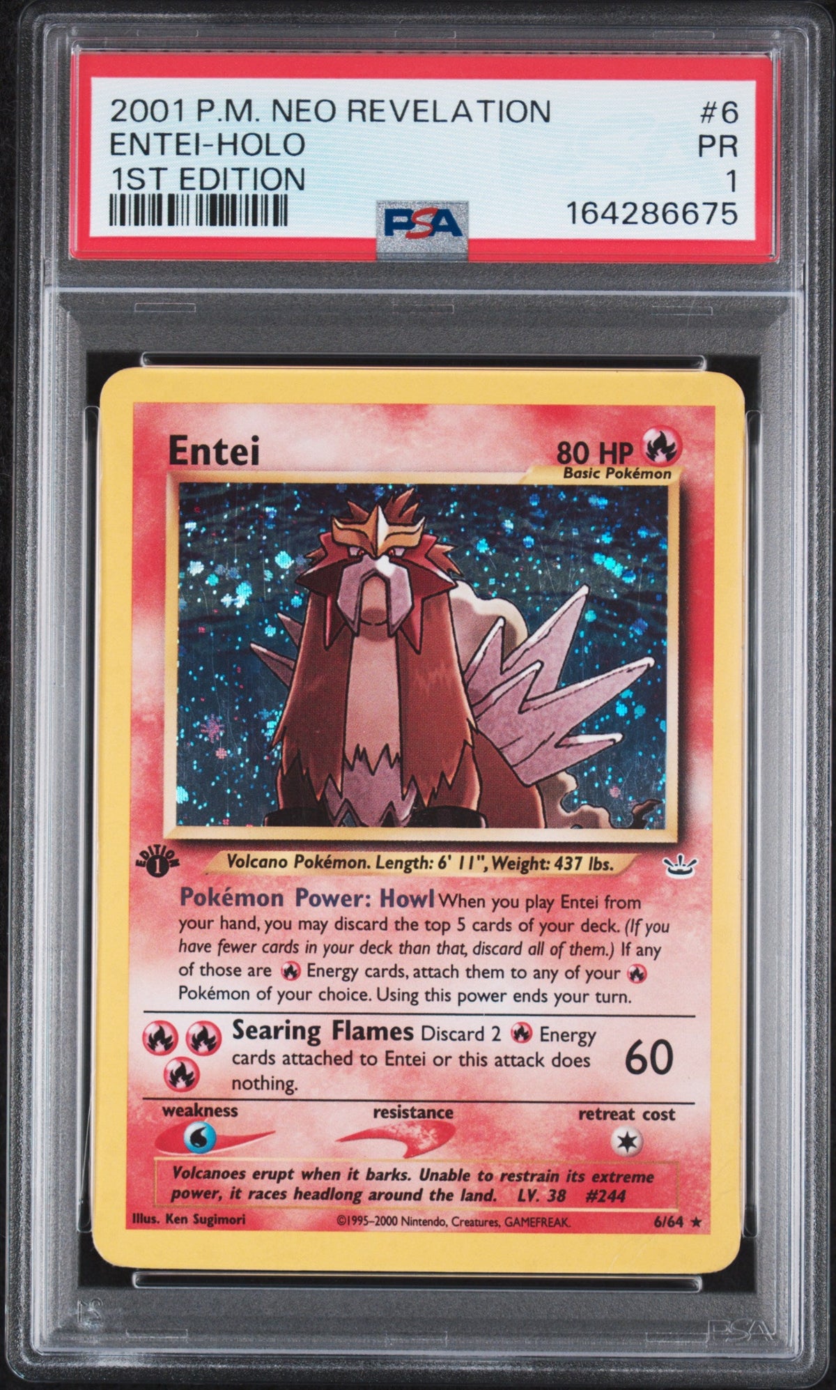 PSA 1 Entei (Holo 1st Edition) #6 · Neo Revelation · 2001