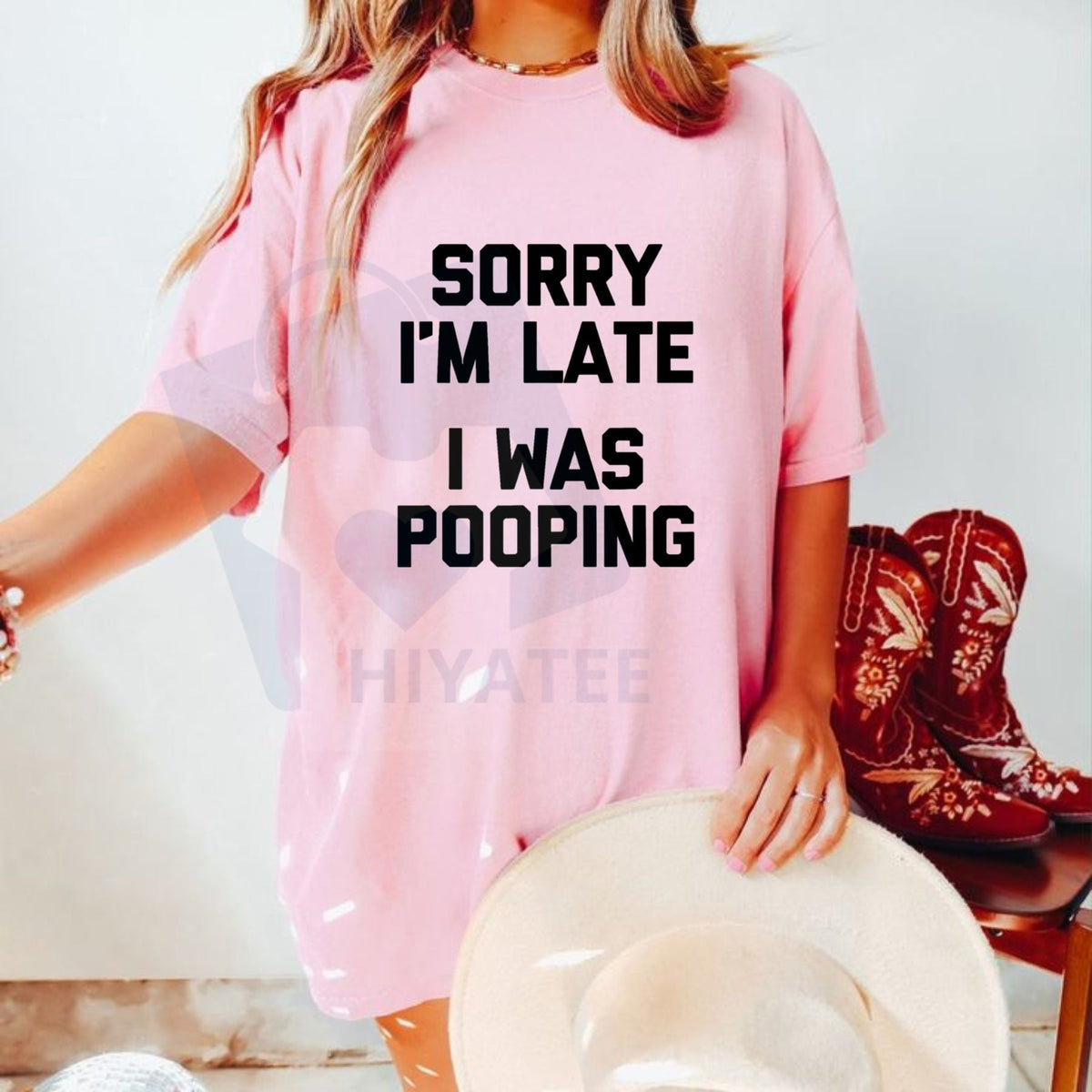 "Sorry I'm Late, I Was Pooping" T-Shirt – Funny Sarcastic Cotton Tee