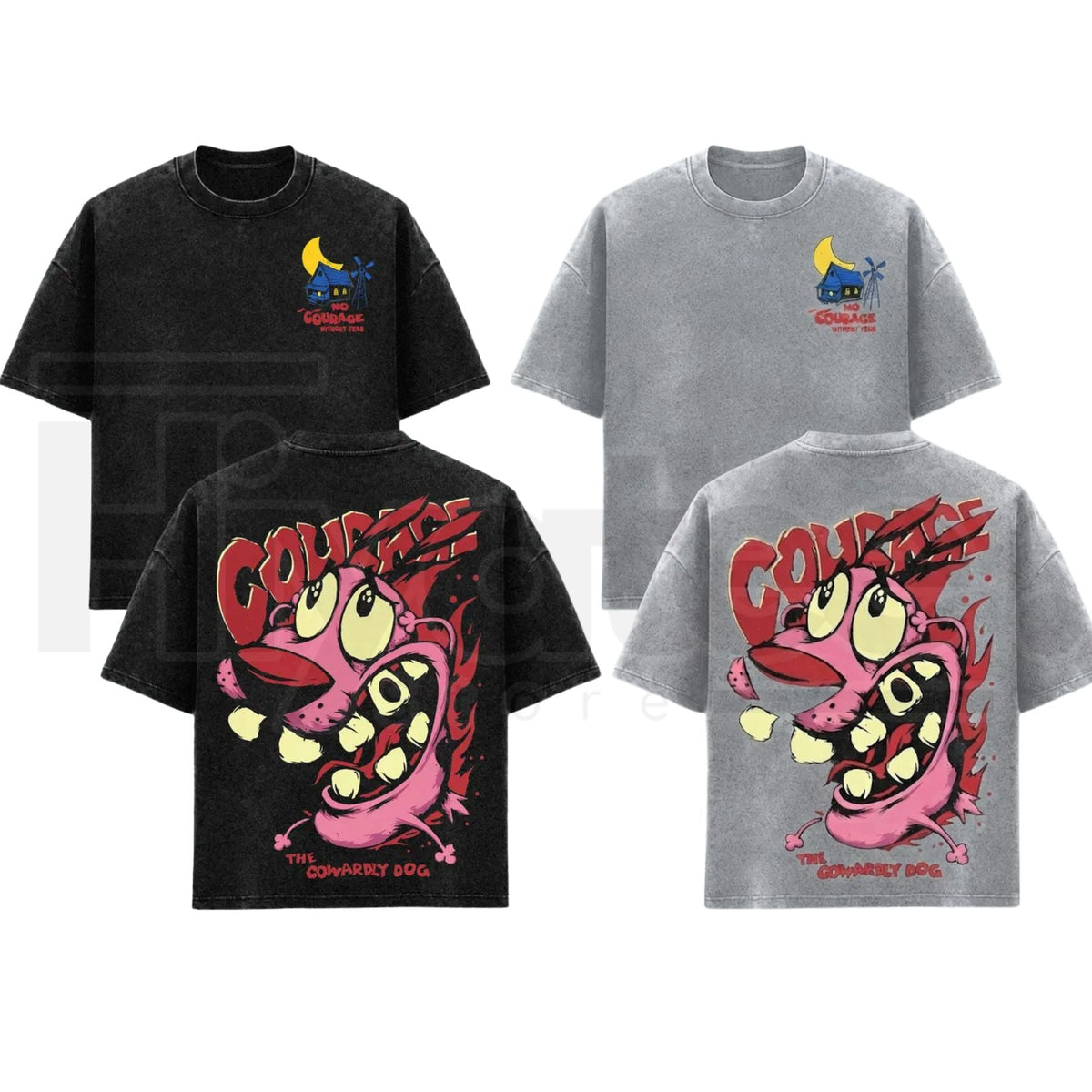 Courage the Cowardly Dog Vintage Washed T-Shirt – Y2K Nostalgia Oversized Cotton Graphic Tee