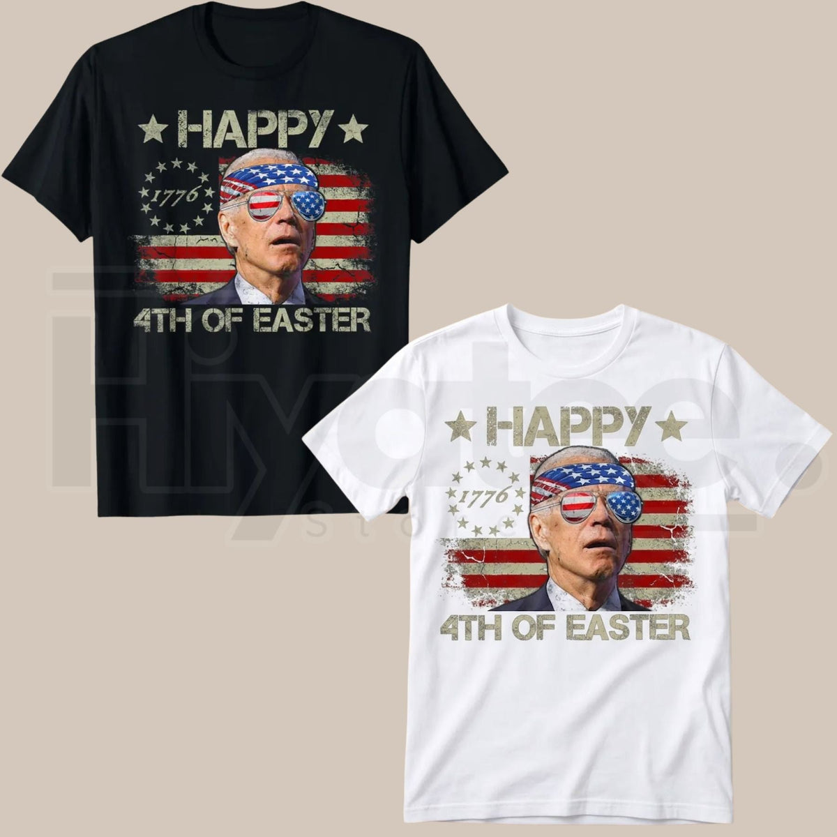 Funny Joe Biden Happy 4th of Easter T-Shirt – 250th Anniversary 4th of July Men's Flag Tee