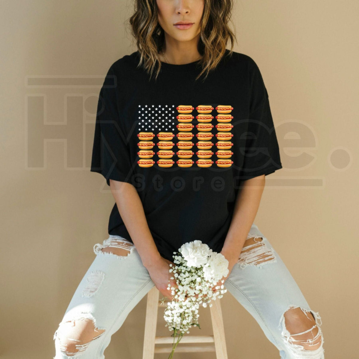 Hot Dog American Flag July 4th T-Shirt – Funny Patriotic Summer BBQ Tee