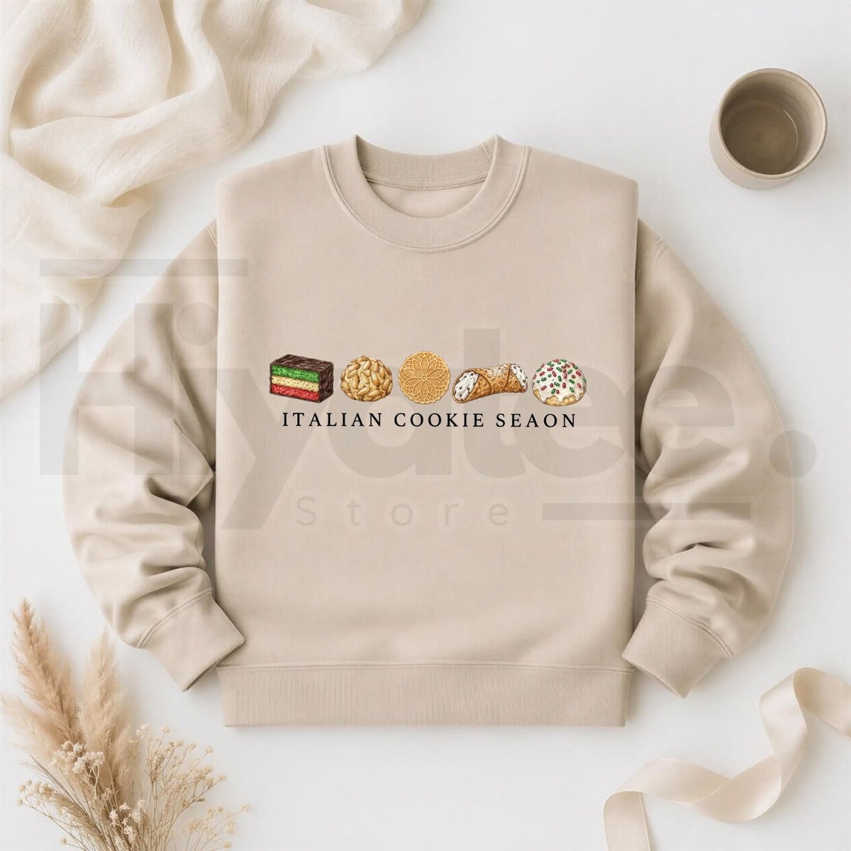Italian Cookie Christmas Sweatshirt, Retro Holiday Bakery Graphic Pullover