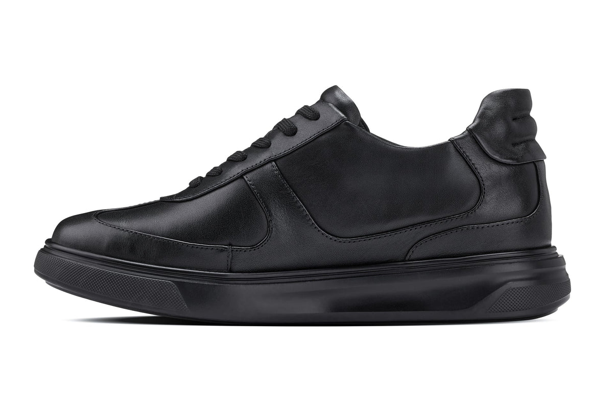 CALTO - J2200 - 2.6 Inches Taller (Black/Black Sole) - Lightweight Nappa Sneakers