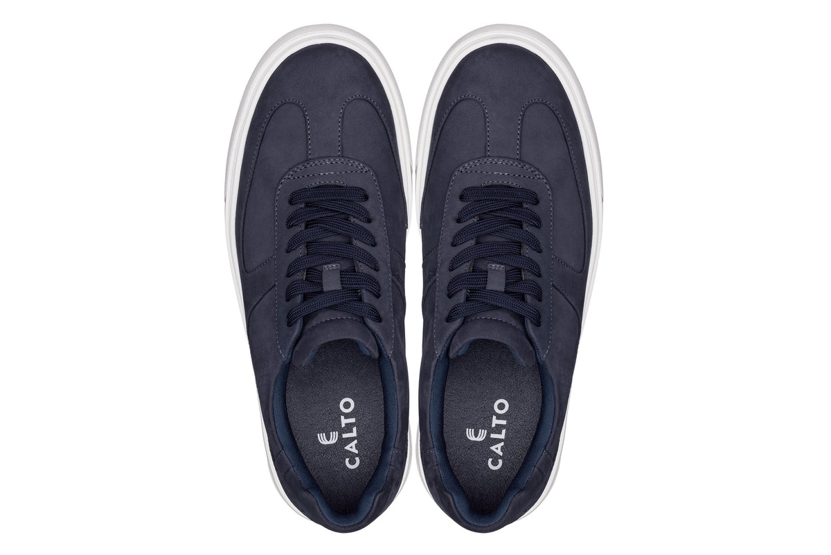 CALTO - J2203 - 2.6 Inches Taller (Ultramarine Blue/White Sole) - Lightweight Nubuck Sneakers