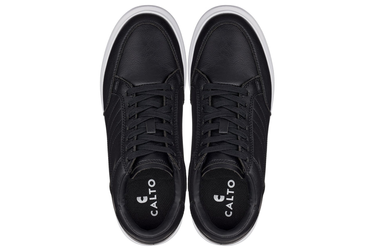 CALTO - Q510 - 2.6 Inches Taller Lightweight (Black/White Sole) - Chunky Sole Sneakers