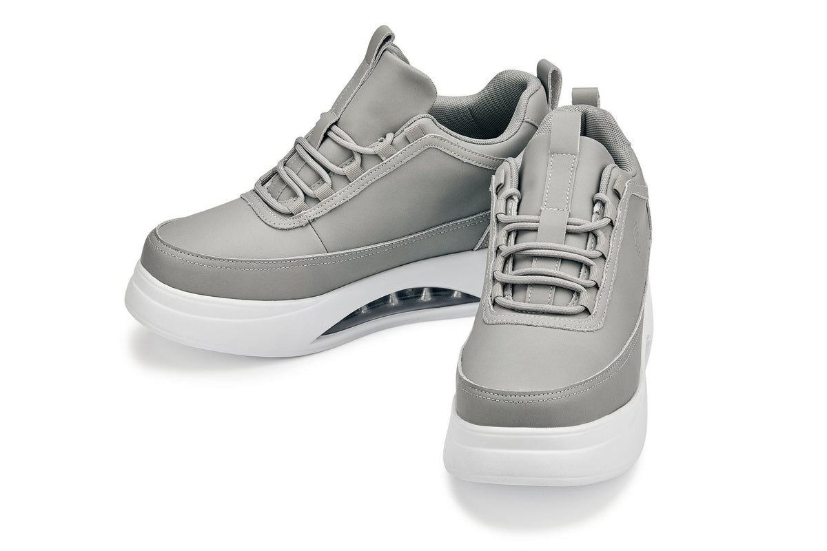 CALTO - S4927 - 3.2 Inches Taller (Dove Grey/White Sole) - Chunky Elevated Platform Sneakers