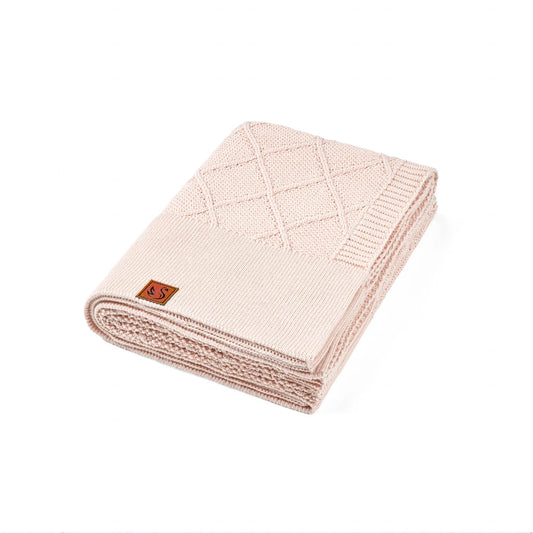 Diamond Stitch Baby Knit Blanket in Beige