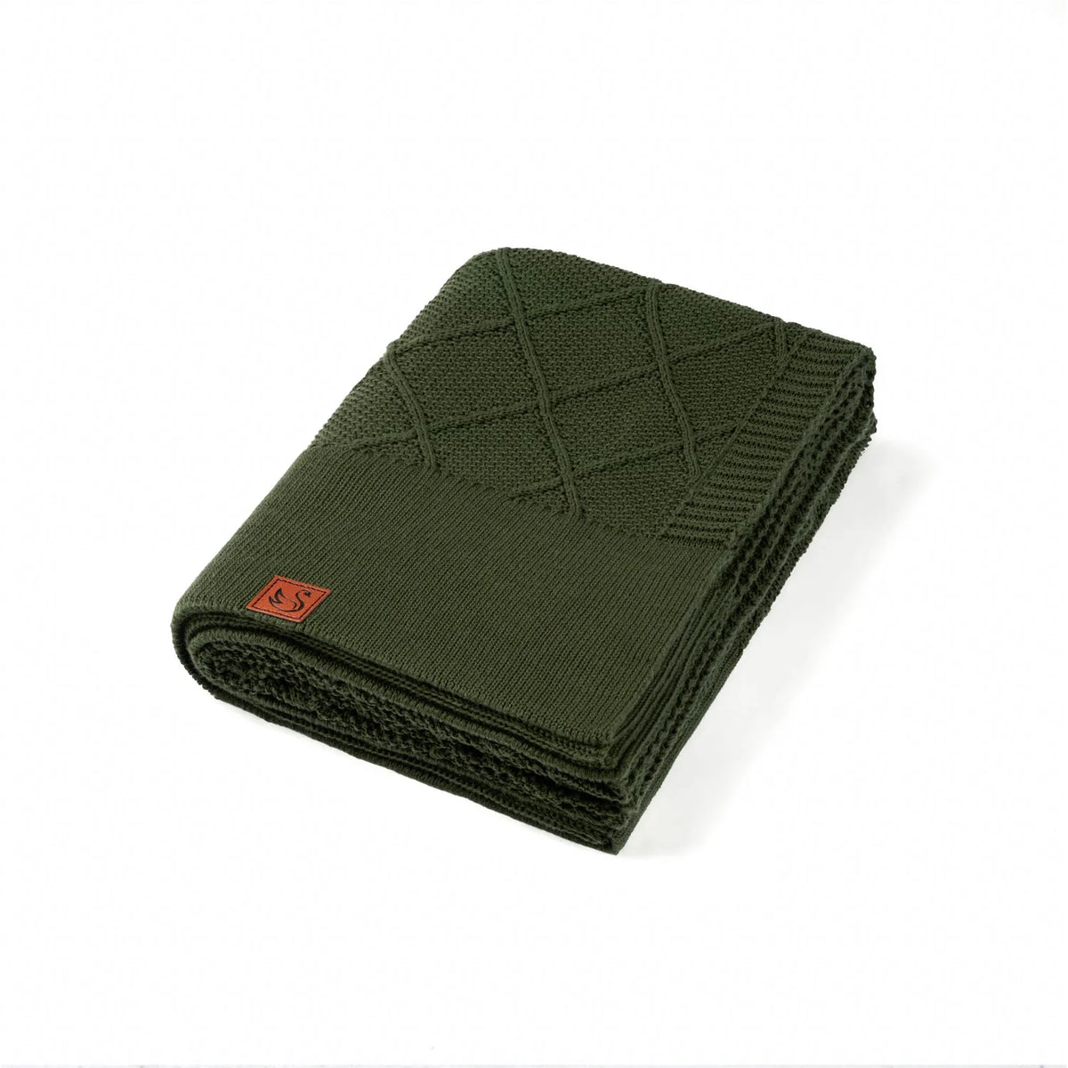 Diamond Stitch Baby Knit Blanket in Forest Green