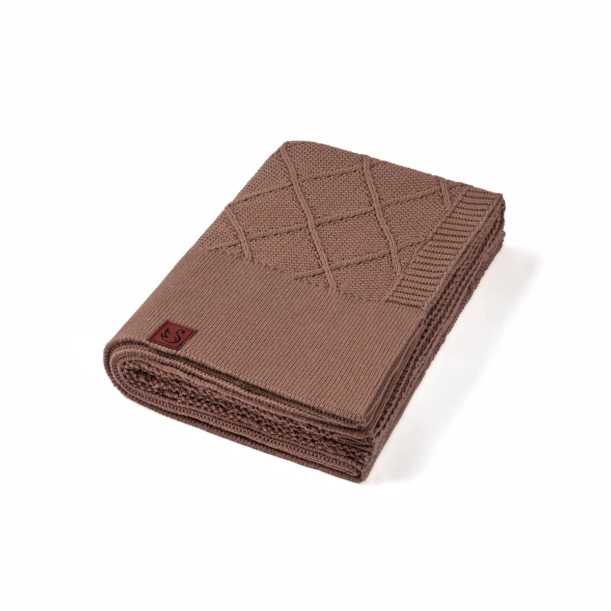 Diamond Stitch Baby Knit Blanket in Mocha
