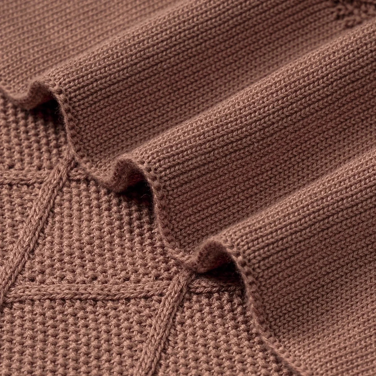 Diamond Stitch Baby Knit Blanket in Mocha