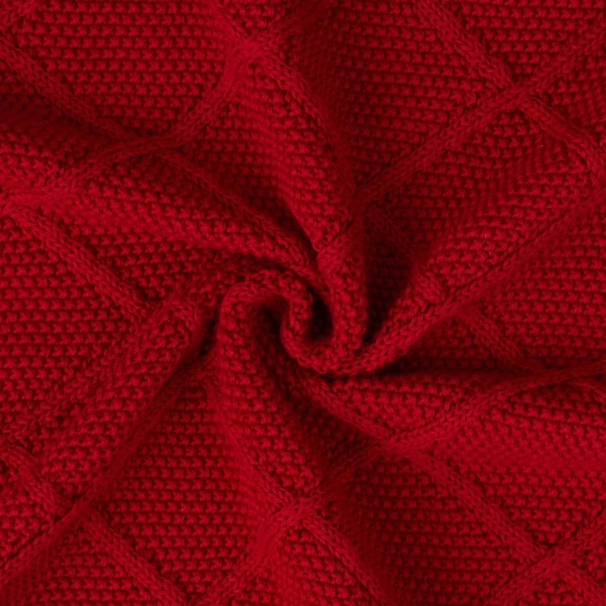 Diamond Stitch Baby Knit Blanket in Red Xmas