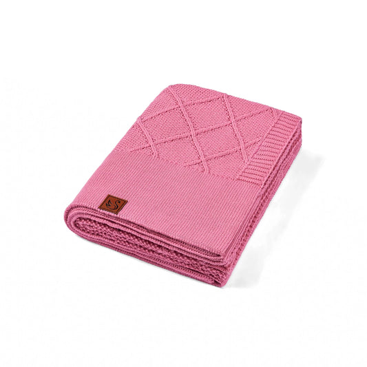 Diamond Stitch Baby Knit Blanket in Rose Pink