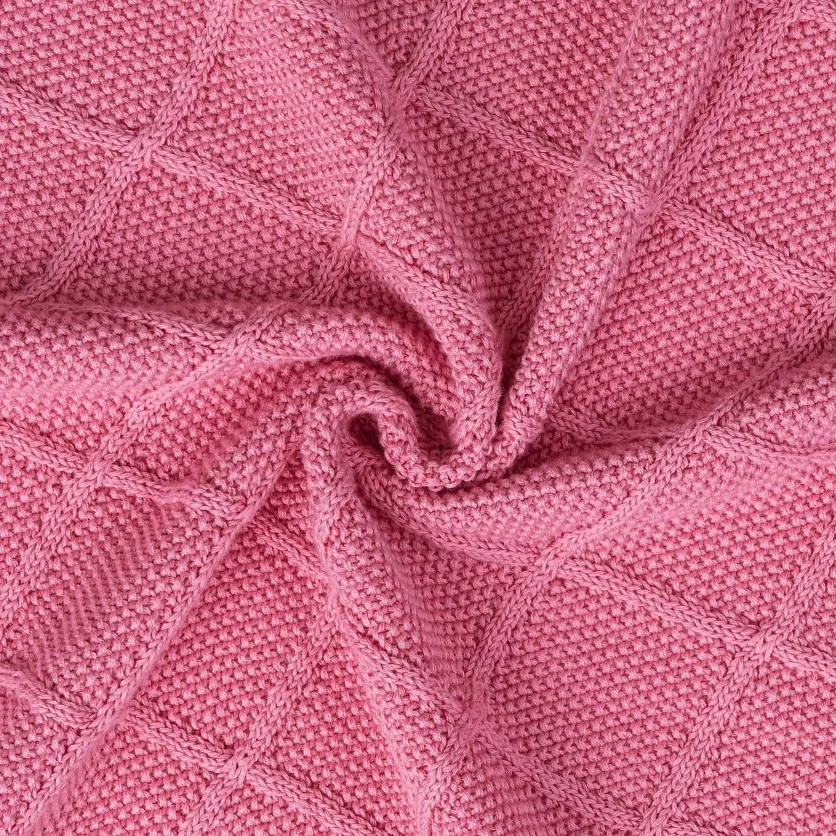Diamond Stitch Baby Knit Blanket in Rose Pink