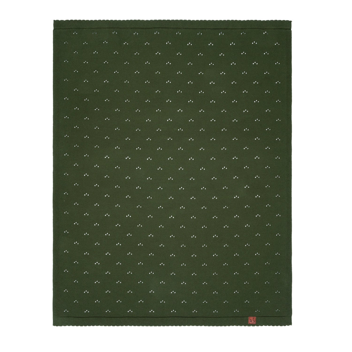 Pointelle Baby Knit Blanket in Forest Green