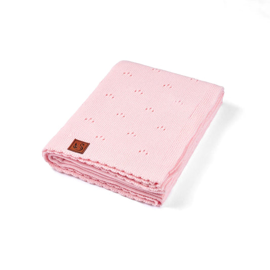 Pointelle Baby Knit Blanket in Pink