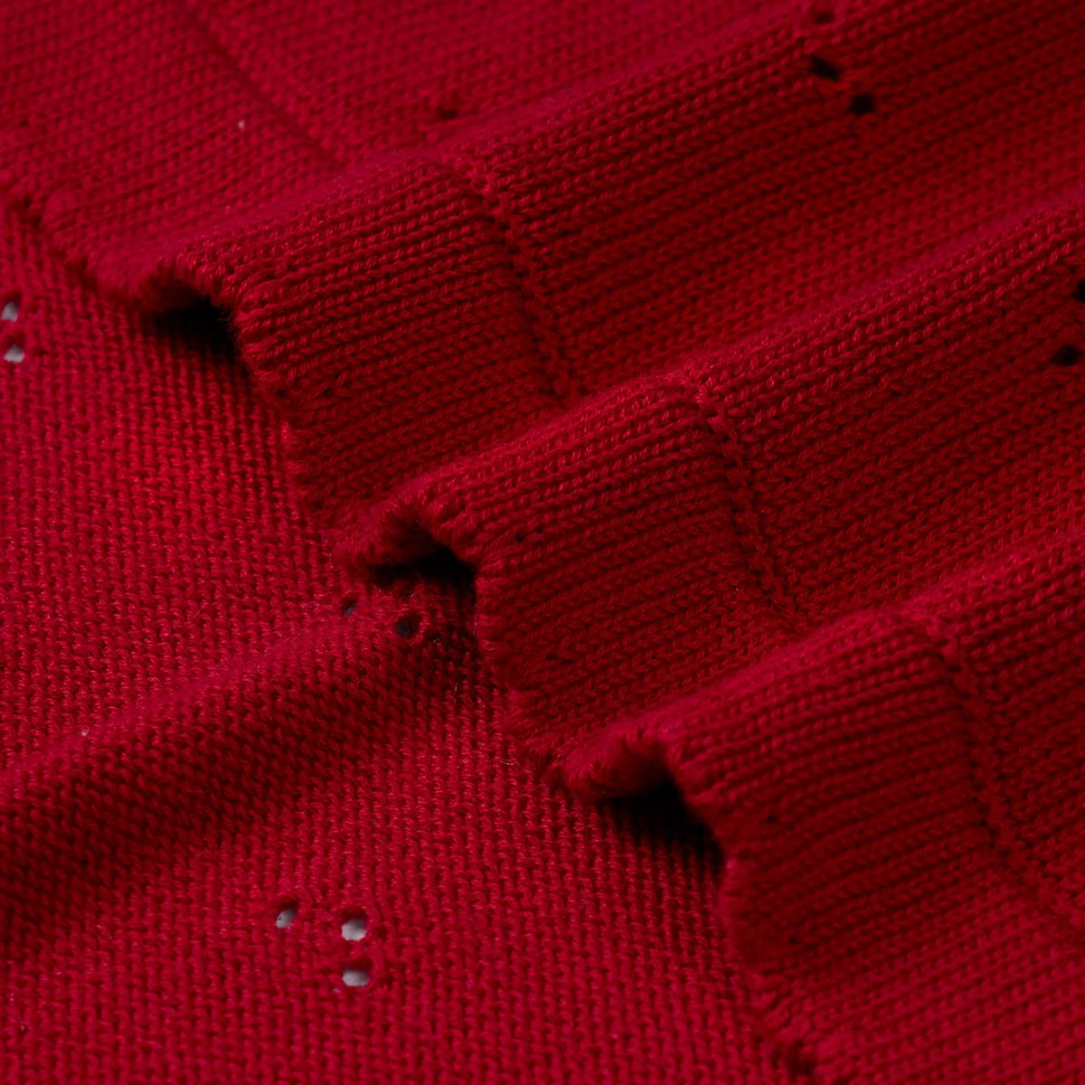 Pointelle Baby Knit Blanket in Red Xmas