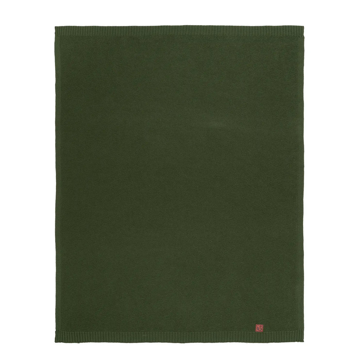 Classic Knit Cotton Baby Blanket in Forest Green